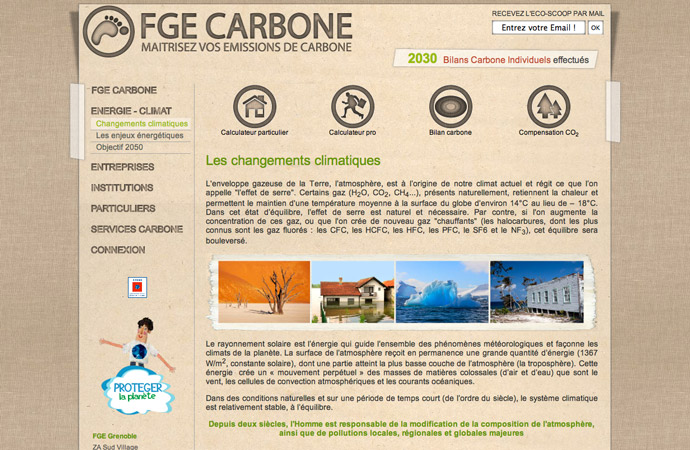 Page de contenu proposant informations et services