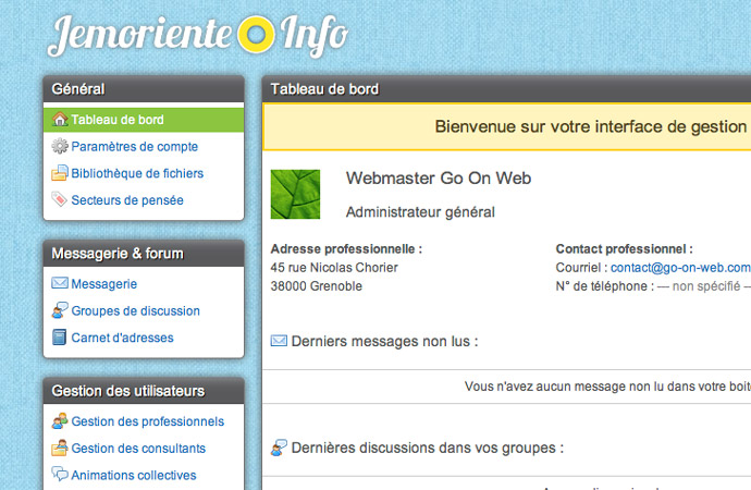 Détails de l'interface web