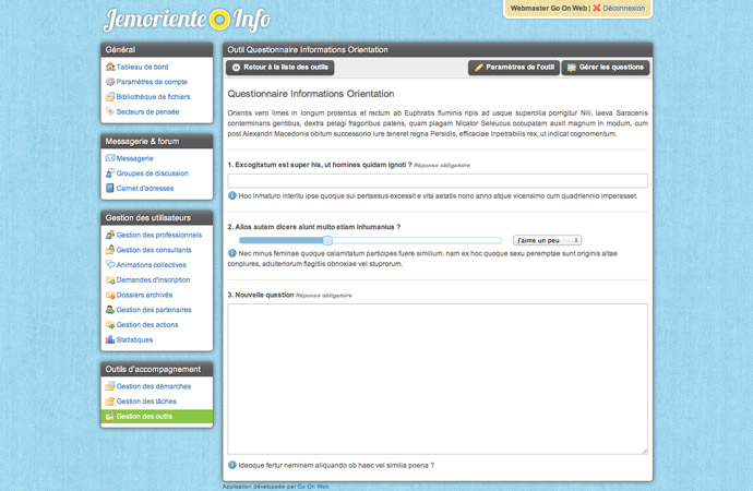 Outils questionnaire en ligne