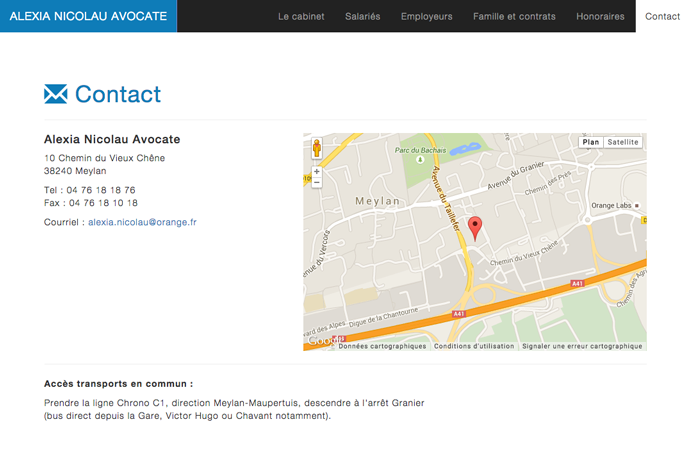 Page de contact du site
