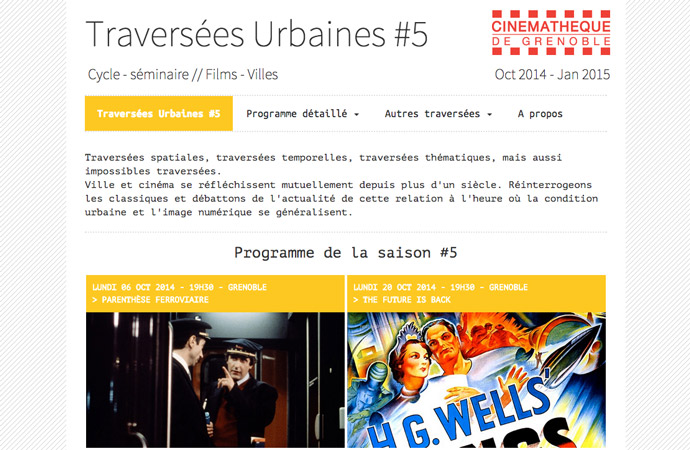 Interface générale du site de la saison 5 de Traversées Urbaines